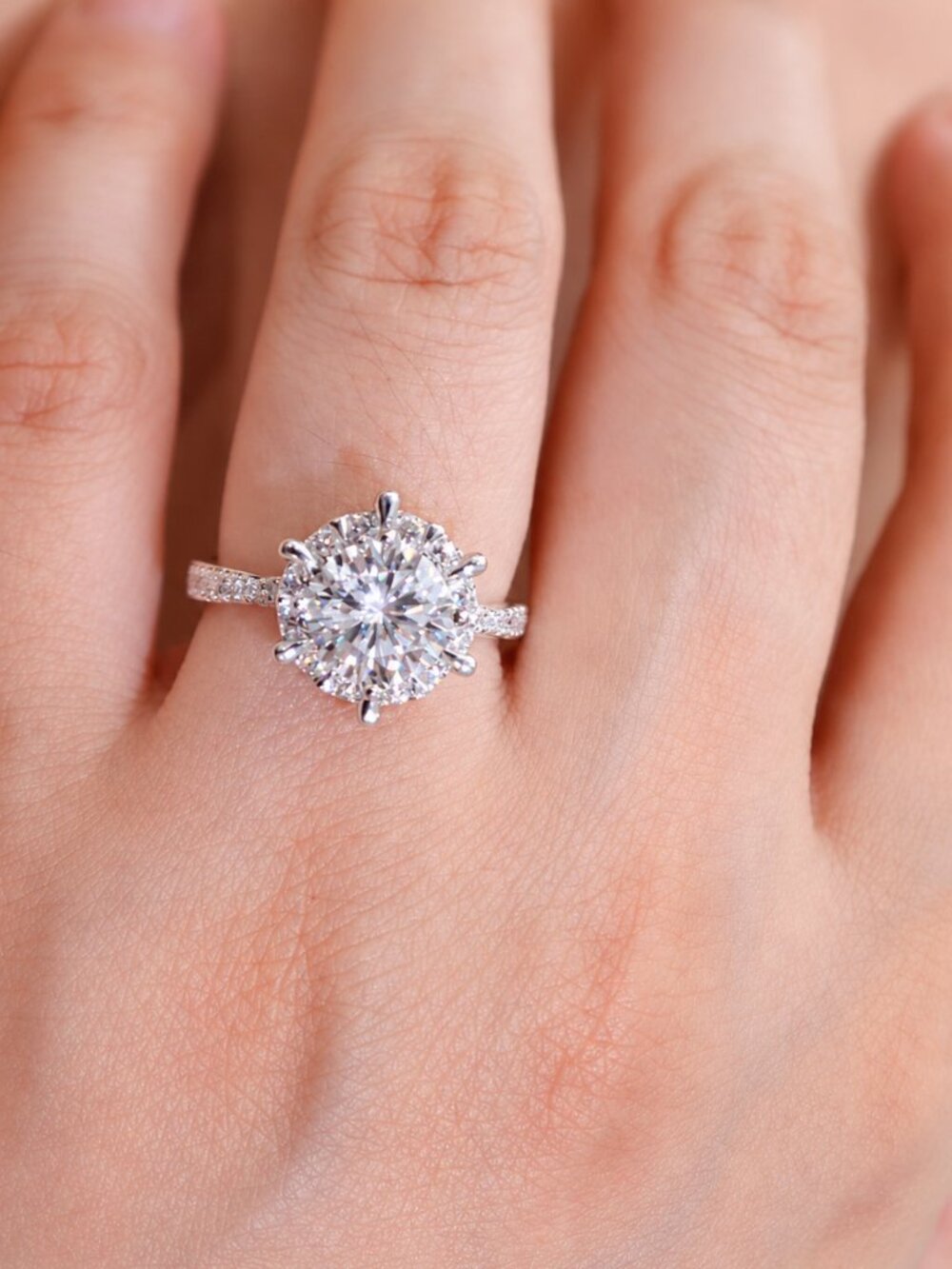 2CT Round Moissanite Ring | 925 Sterling Silver Adjustable